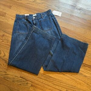 Wonderly Wide Leg Classic Jeans Denim Patch Pockets